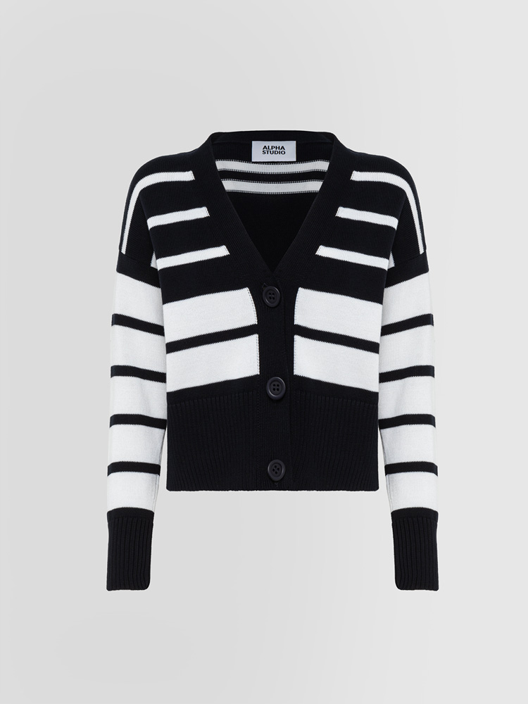 STRIPED CARDIGAN IN SOFT COTTON