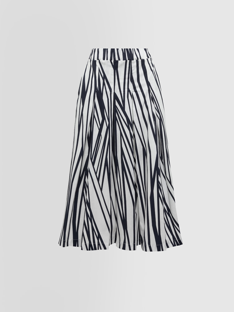 ABSTRACT STRIPE PRINT SKIRT IN COTTON