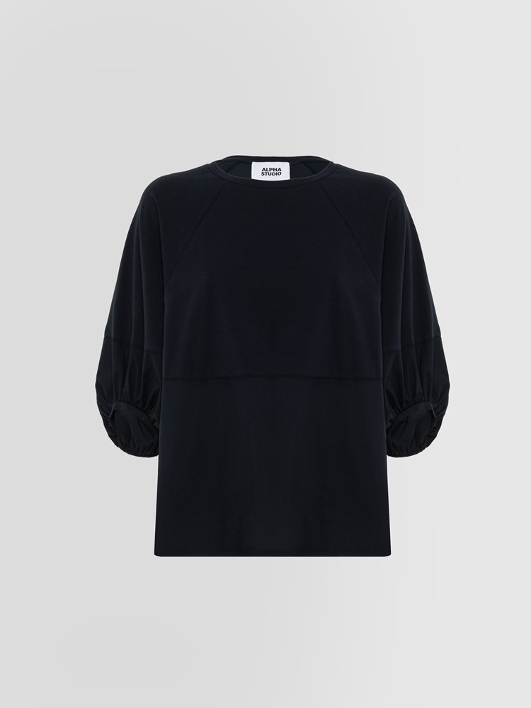 SEMI-BOAT NECK T-SHIRT IN SHAPES JERSEY