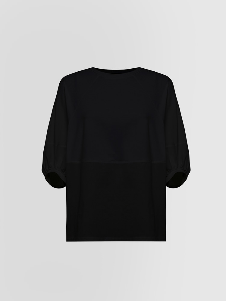 SEMI-BOAT NECK T-SHIRT IN SHAPES JERSEY
