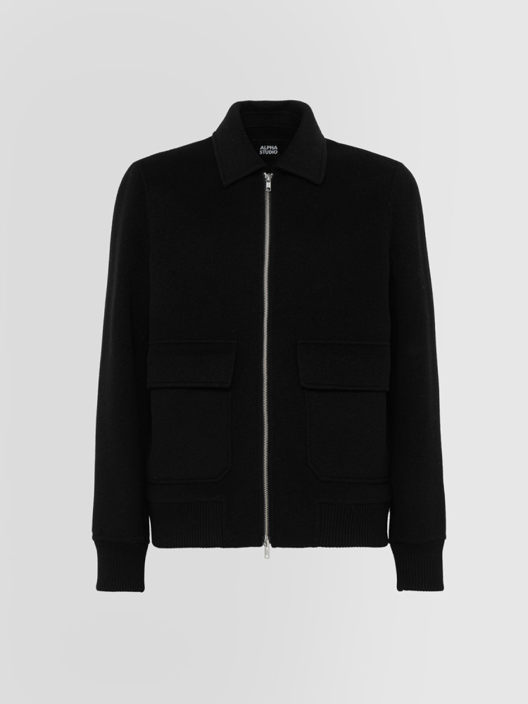 DOUBLE BOMBER JACKET IN WOOL