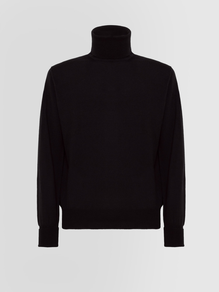 HIGH NECK WITH PATCHES IN MERINO WOOL