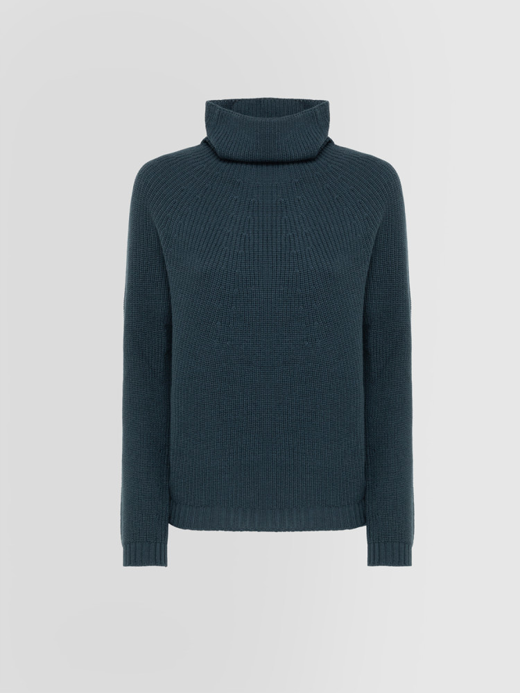 FULLY-FASHIONED PURL STITCH HIGH NECK SWEATER M/L 