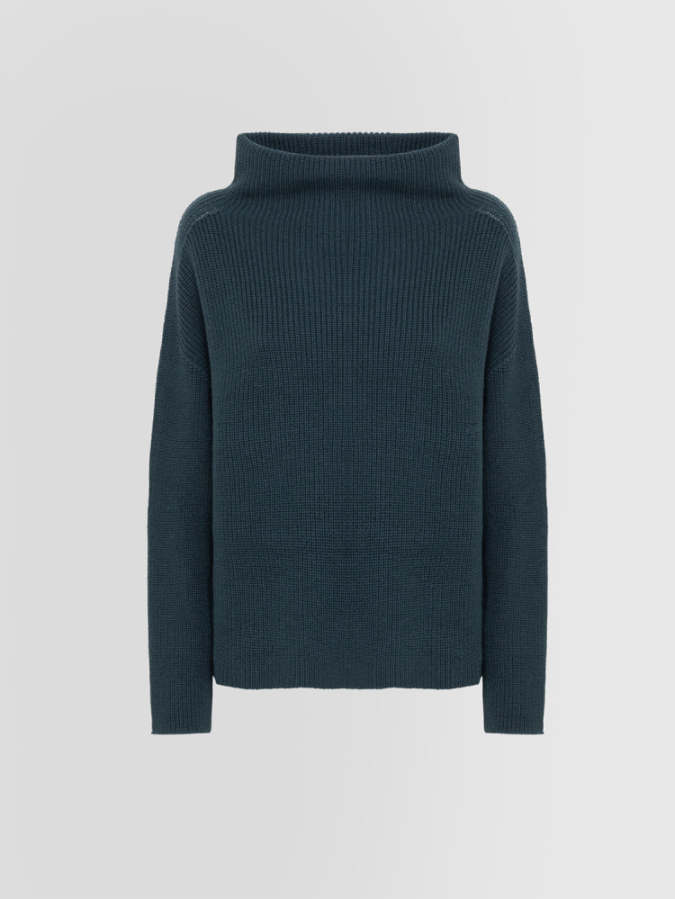 FULLY-FASHIONED PURL STITCH TIFFANY NECK SWEATER M/L 