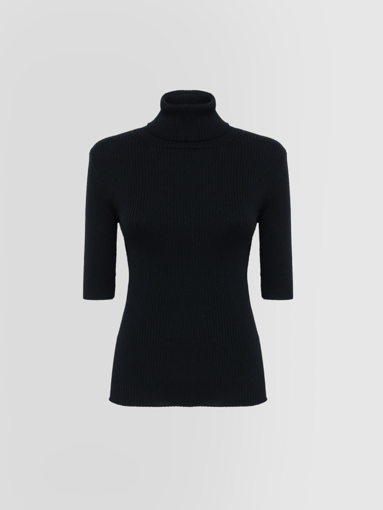 TURTLE NECK SWEATER M/ELBOW RIBBED 