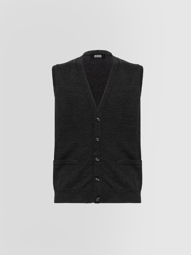 VEST IN MERINO WOOL WITH BUTTONS