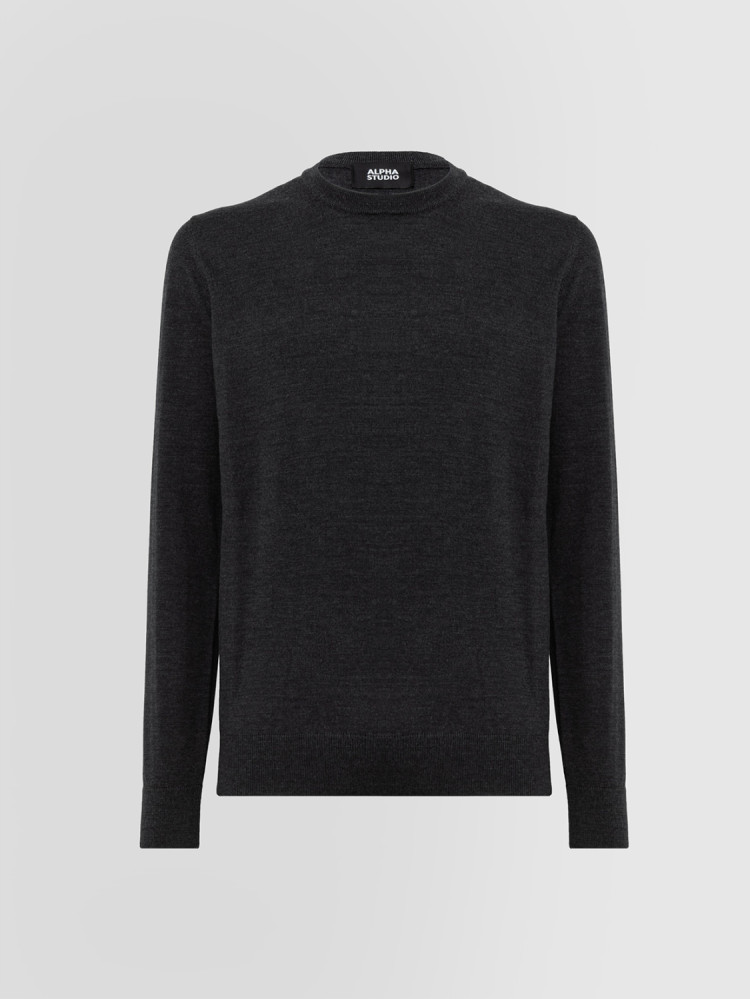 BASIC CREW NECK SWEATER IN MERINO WOOL