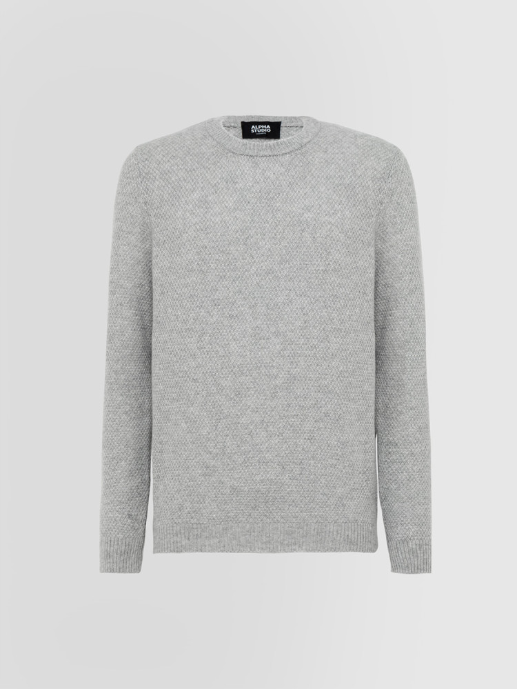 NEW CASHMERE SEED STITCH CREW NECK SWEATER 