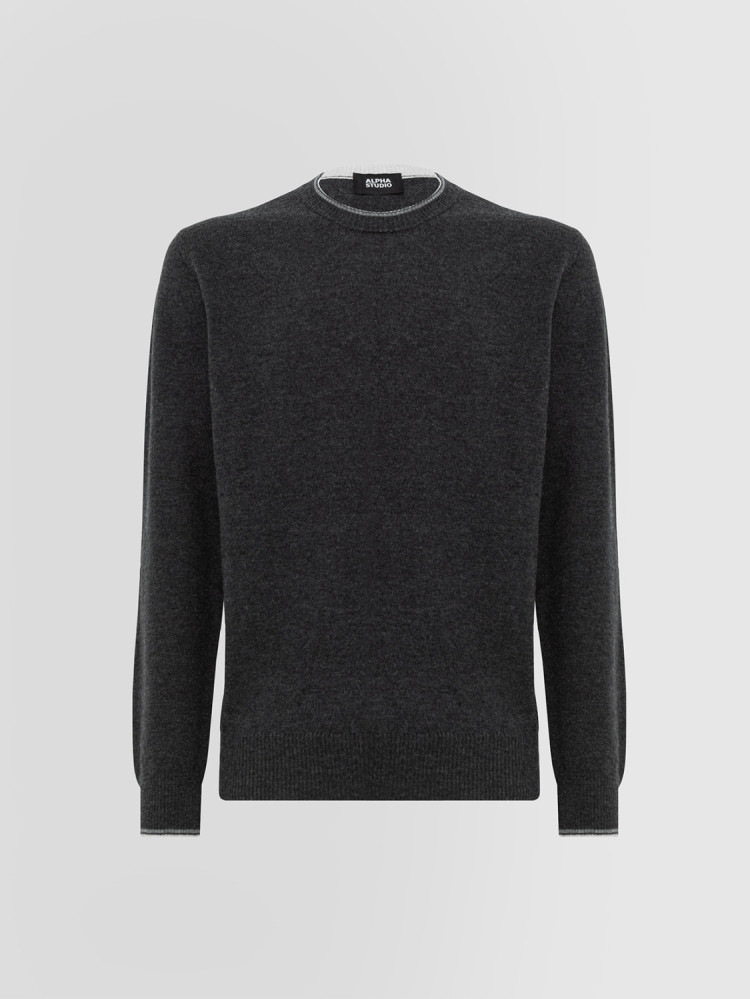 GEELONG CREW NECK SWEATER WITH CONTRAST DETAILS