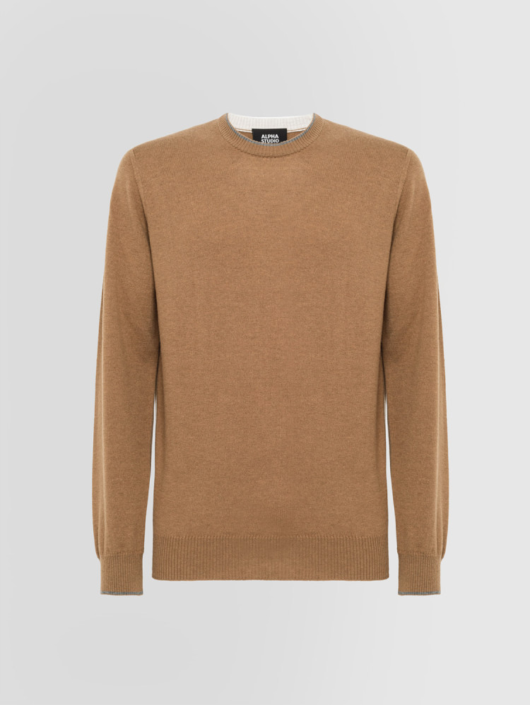 GEELONG CREW NECK SWEATER WITH CONTRAST DETAILS