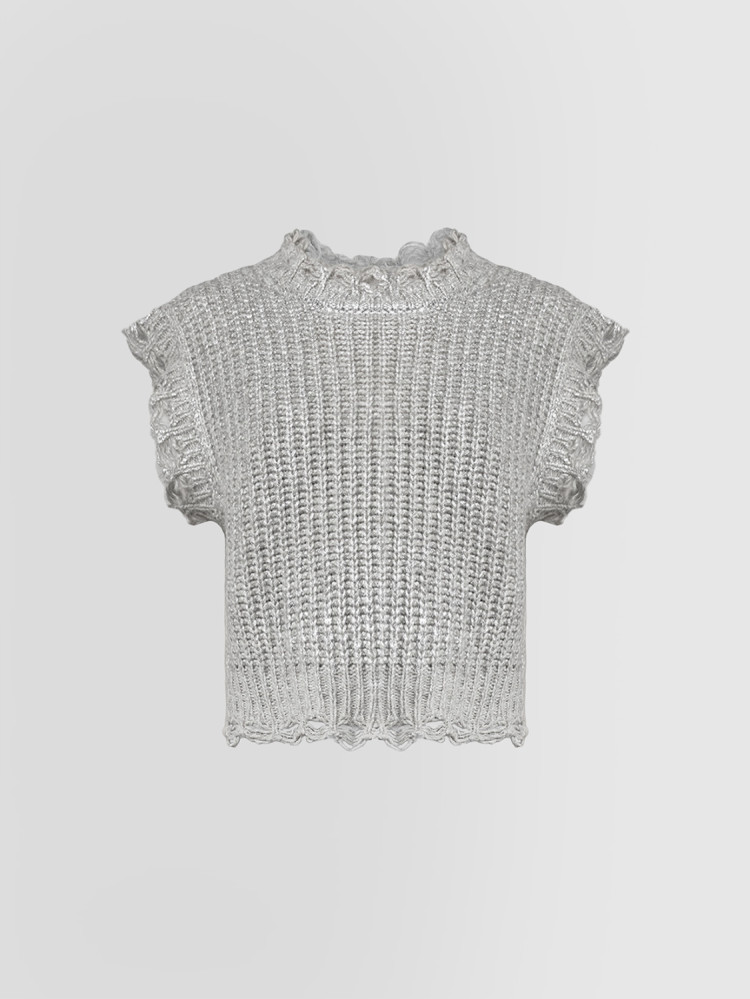 PURL STITCH CREW NECK SWEATER S/M 