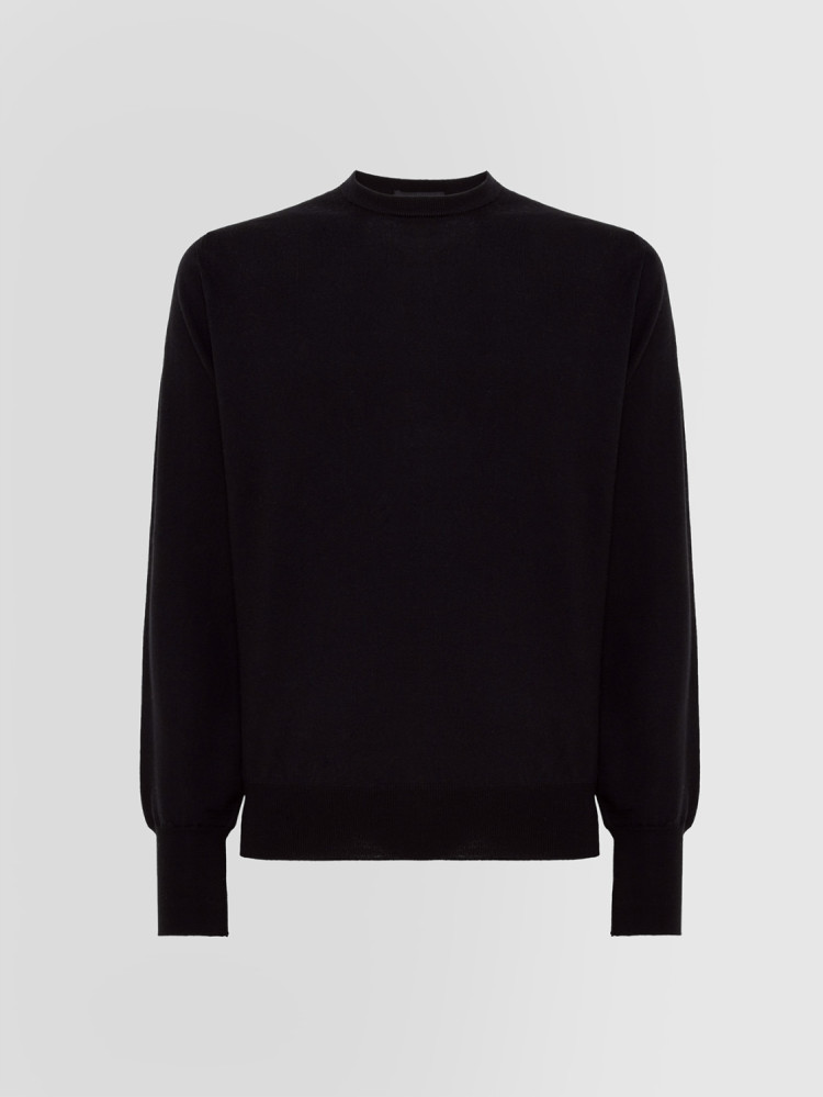 CREW NECK SWEATER WITH PATCHES IN MERINO WOOL