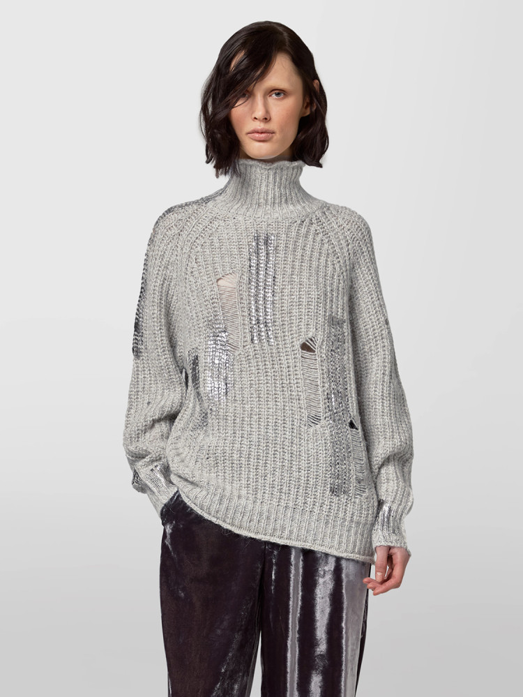 PURL STITCH HIGH NECK SWEATER M/L 