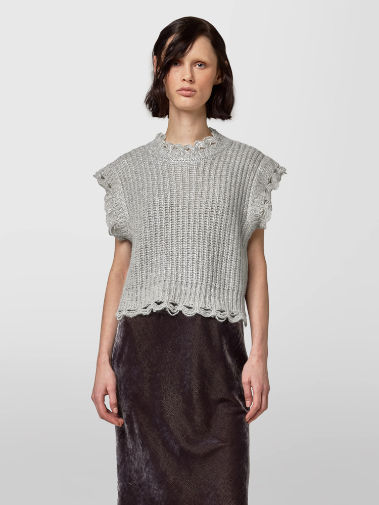 PURL STITCH CREW NECK SWEATER S/M 