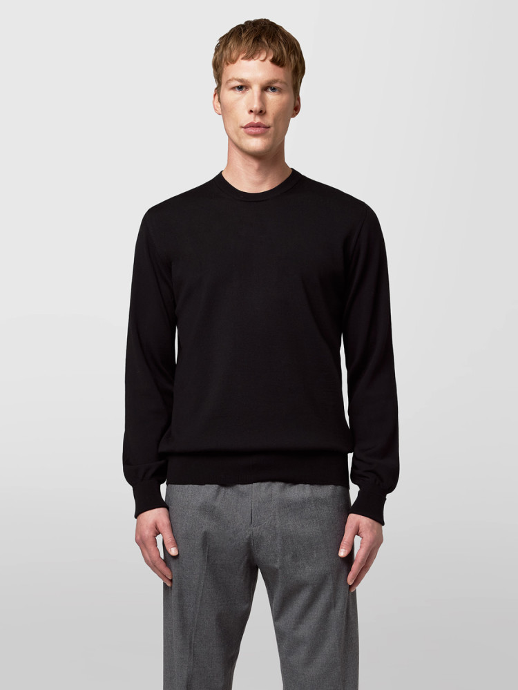 CREW NECK SWEATER WITH PATCHES IN MERINO WOOL